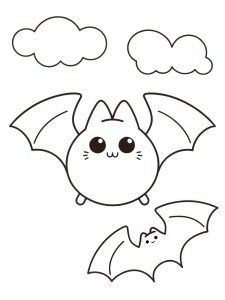 A Squishmallow bat with tiny wings coloring page