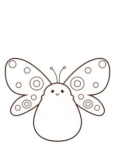 A Squishmallow butterfly with patterned wings coloring page