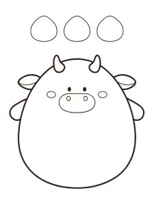 A Squishmallow cow with little horns coloring page
