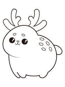 A Squishmallow deer with tiny antlers coloring page