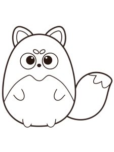 A Squishmallow fox with a bushy tail coloring page