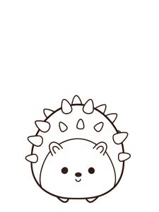 A Squishmallow hedgehog with tiny spikes coloring page
