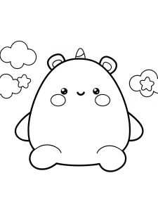 A Squishmallow hippo with a big smile coloring page