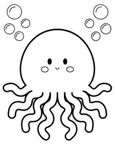 A Squishmallow octopus with wavy tentacles coloring page