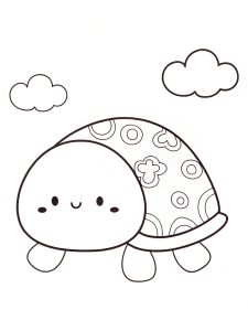 A Squishmallow turtle with a cute shell coloring page