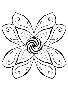 A butterfly mandala with a swirling spiral vortex at its core coloring page