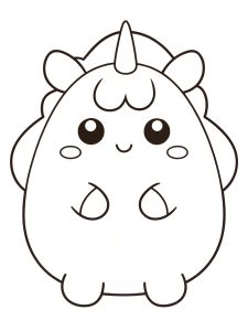 A cheerful Squishmallow unicorn coloring page