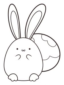 A fluffy Squishmallow bunny with long ears coloring page
