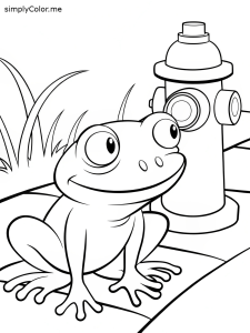 A frog by a fire hydrant