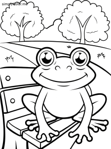A frog on a park bench