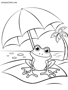 A frog under a beach umbrella