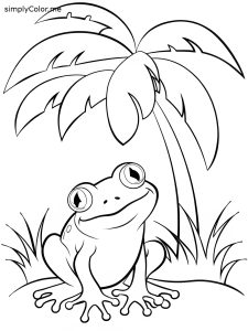 A frog under a palm tree