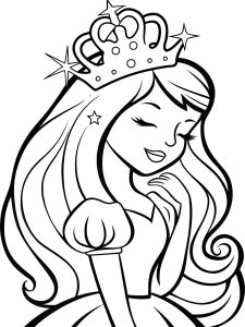 A princess wearing a crown made of stars coloring page