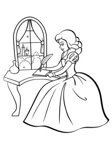 A princess writing a love letter to her prince coloring page