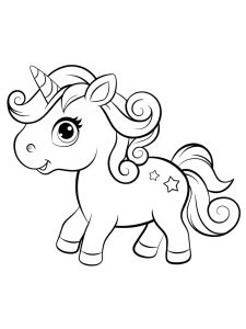 Baby unicorn sparkle bold coloring pages