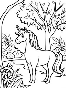 Biblical Eden unicorn bold coloring pages