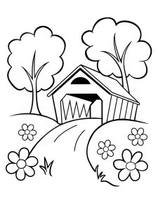 Covered bridge coloring page Covered bridge coloring page