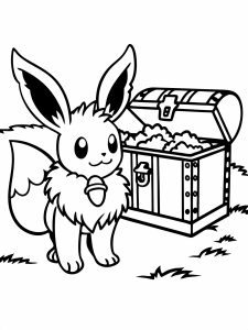 Eevee and treasure coloring page