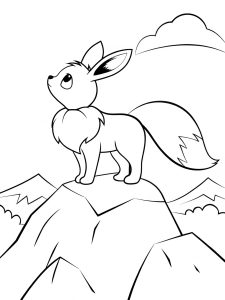 Eevee at the top of a mountain coloring page
