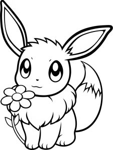Eevee carrying a little flower coloring page