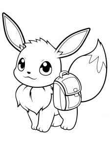 Eevee carrying a tiny backpack coloring page