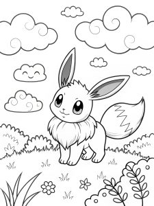 Eevee on the field coloring page