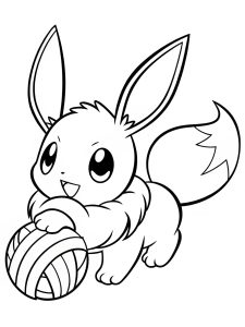 Eevee playing with a ball of yarn coloring page