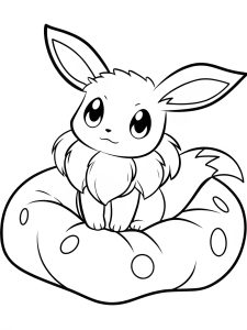 Eevee sitting on a big cushion coloring page