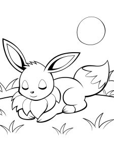 Eevee sleeping under the moon coloring page