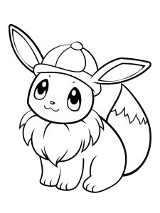 Eevee wearing a cute hat coloring page
