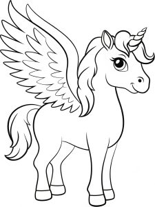 Greek Pegasus unicorn bold coloring pages