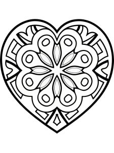 Heart mandala with ancient Greek meander patterns coloring page