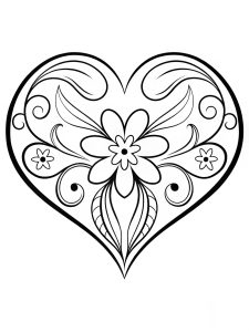 Heart mandala with delicate porcelain-inspired patterns coloring page