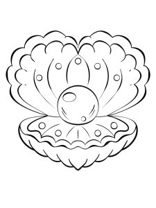Heart mandala with shimmering pearl oyster shell coloring page