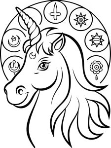 Hindu unicorn mythology bold coloring pages