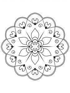 Mandala with heart and Arabian ornamental details coloring page
