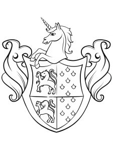 Medieval heraldry unicorn bold coloring pages