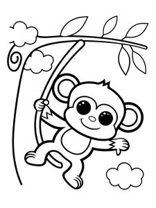 Monkey coloring page free