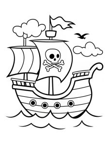 Pirate ship coloring page for kids