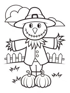 Scarecrow coloring page easy