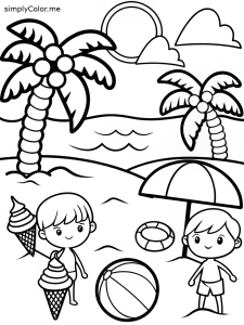 Summer scene coloring pages