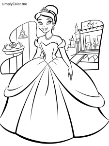 Tiana princess and the frog coloring pages