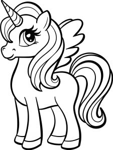 Unicorn My Little Pony crossover bold coloring pages