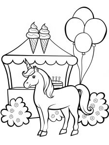 Unicorn ice cream parlor bold coloring pages
