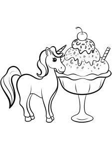 Unicorn ice cream sundae bold coloring pages