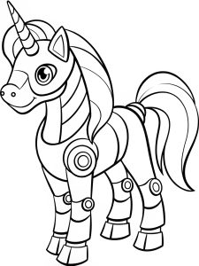Unicorn robot futuristic bold coloring pages