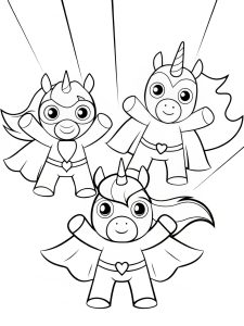 Unicorn superhero team bold coloring pages