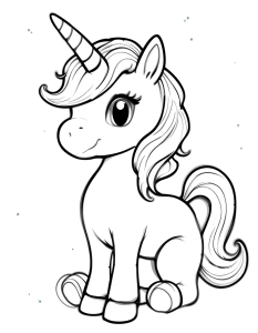 Unicorn toddler easy outline coloring page