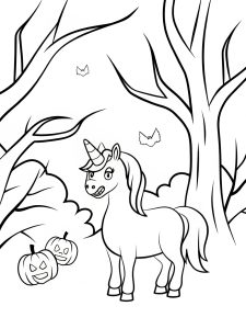 Unicorn vampire Halloween bold coloring pages