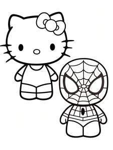 Hello Kitty and Spiderman coloring page hello-kitty-and-spider-man-coloring-pages